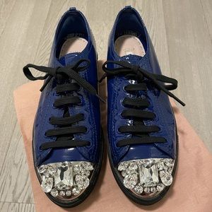 Authentic MiuMiu navy patent sneaker size 37